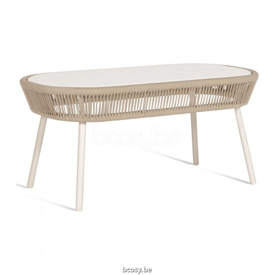 Vincent Sheppard Loop Table d'appoint de jardin cadre en Aluminium Blanc dune Corde Blanc dune Polypropylène.
