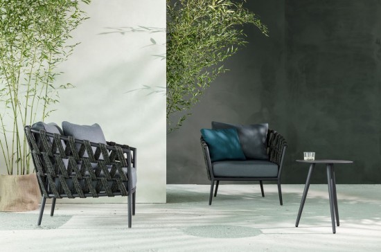 Vincent Sheppard Table d'appoint Leo Ø45 cm Leo Dia 45 Table d'appoint ronde de jardin cadre en Aluminium Lave.