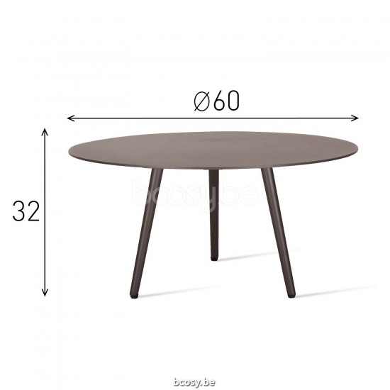 Vincent Sheppard Leo Round Garden Coffee Table Dia 60 Lava Aluminium frame.