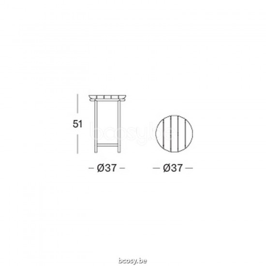 Vincent Sheppard Wicked Round Garden Side Table Dia 37 White Aluminium frame Untreated Teak top.