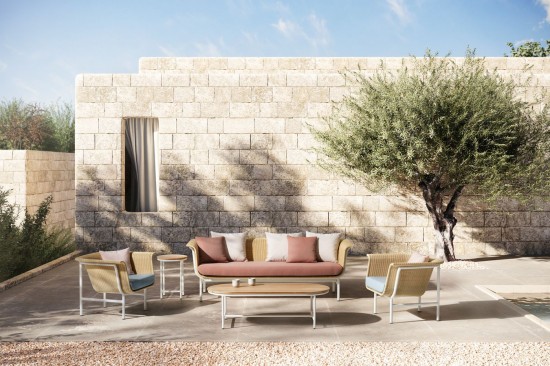 Vincent Sheppard Wicked Dia 37 Table d'appoint ronde de jardin cadre en Aluminium Blanc dessus de table Teck Non traité.