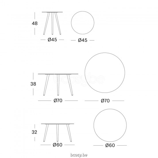 Vincent Sheppard Leo Round Garden Coffee Table Dia 70 Lava Aluminium frame.