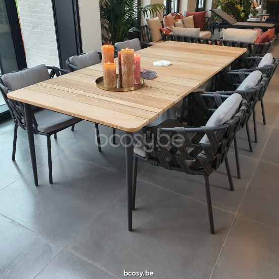 Vincent Sheppard Table Leo 240 cm Leo Panneau En Teck 240x100 Table de Jardin cadre en Aluminium Lave.