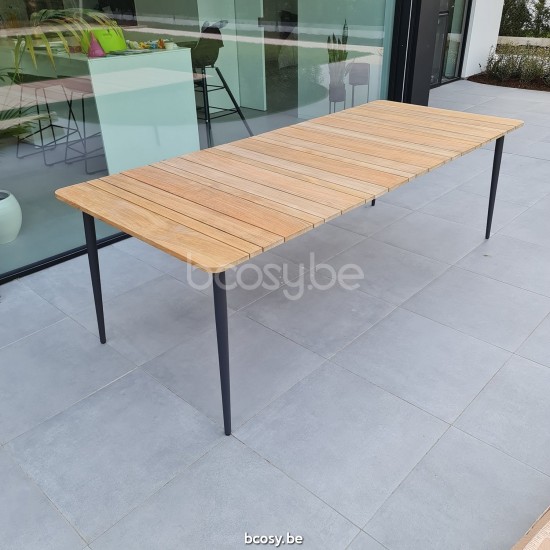 Vincent Sheppard Leo tables de jardin cadre en Aluminium Lave Teak Top 240x100.