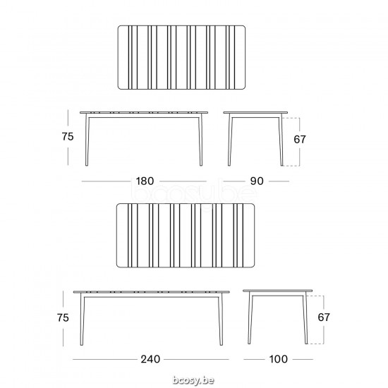 Vincent Sheppard Leo Tisch 180 cm Leo Gartentisch Teakholzplatte 180x90 Rahmen aus Lava Aluminium.