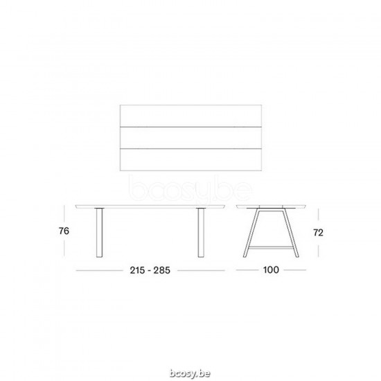 Vincent Sheppard Matteo Garden Dining Table 215x100 Dune White Aluminium frame Untreated Teak top.