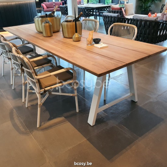 Vincent Sheppard Matteo tables de jardin cadre en Aluminium Blanc dune 285x100.