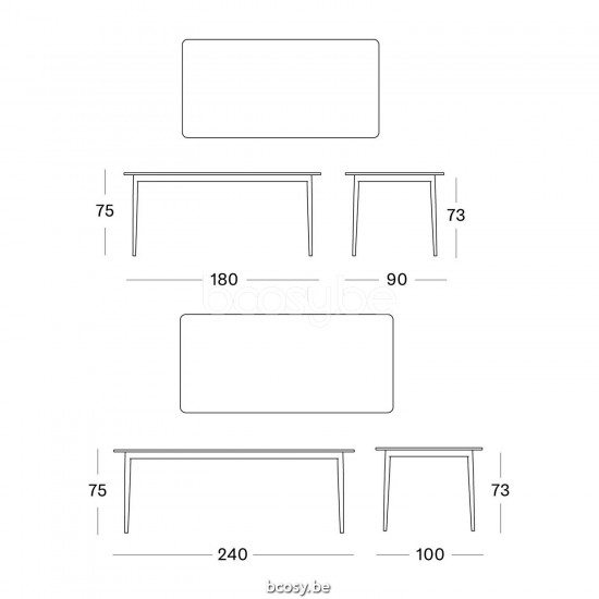 Vincent Sheppard Max Garden Dining Table Teak Top 240x100 Black Aluminium frame Untreated Teak top.