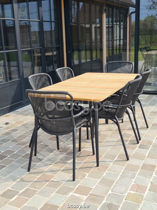 Vincent Sheppard Max Garden outdoor dining tables Black Aluminium frame Teak Top 180x90.