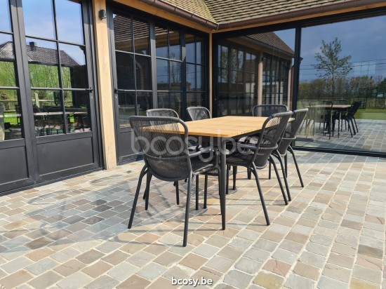 Vincent Sheppard Max tables de jardin cadre en Aluminium Noir Teak Top 180x90.