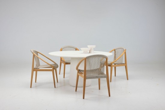 Vincent Sheppard Mistral Rond Table de Jardin Cadre en Ciment moucheté dessus de table Ciment moucheté.