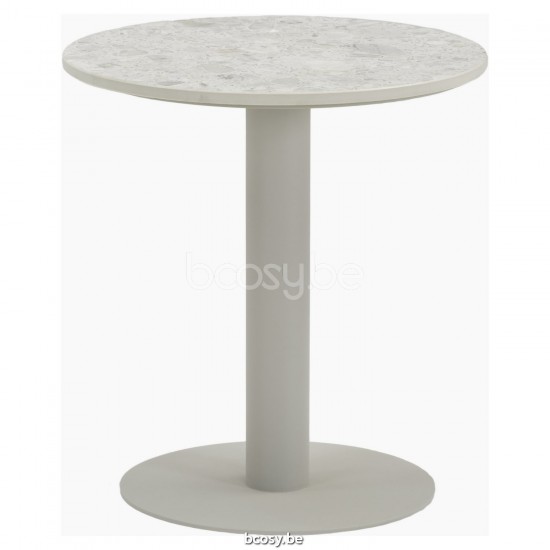 Vincent Sheppard Kodo Ronde tuinbijzettafel Dune White Aluminium frame Shards Keramiek Tafelblad.