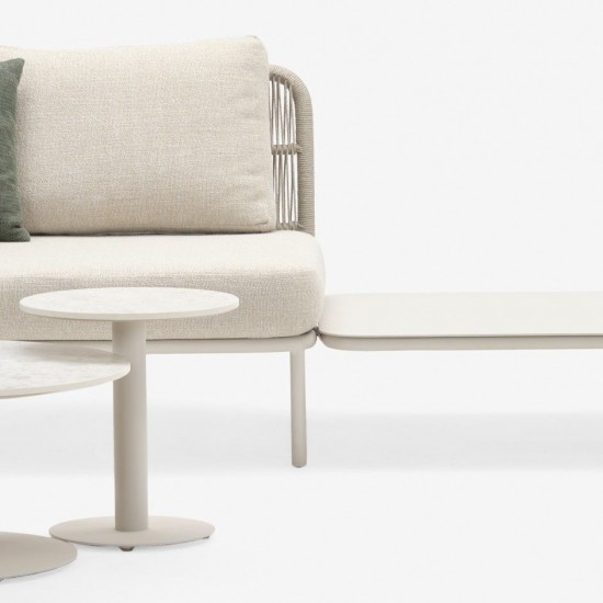 Vincent Sheppard Kodo Ronde tuinbijzettafel Dune White Aluminium frame Portland Keramiek Tafelblad.