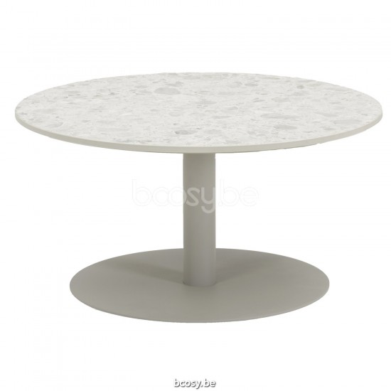 Vincent Sheppard Kodo Ronde Tuinsalontafel Dia 68 Dune White Aluminium frame Shards Keramiek Tafelblad.