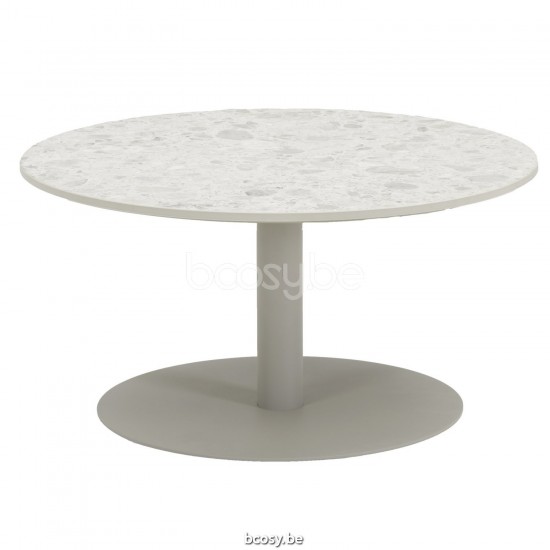 Vincent Sheppard Kodo Ronde Tuinsalontafel Dia 68 Dune White Aluminium frame Portland Keramiek Tafelblad.