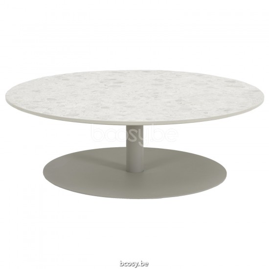 Vincent Sheppard Kodo Ronde Tuinsalontafel Dia 90 Dune White Aluminium frame Shards Keramiek Tafelblad.