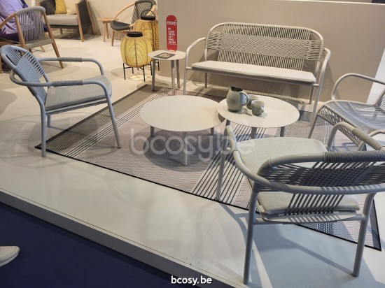 Vincent Sheppard Table de salon Lilo Lilo Dia 60 Table ronde de jardin Cadre en Aluminium Blanc dune.