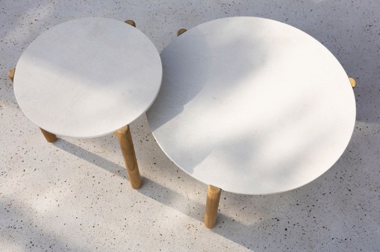 Vincent Sheppard Oda Rond Table ronde de jardin Cadre en Teck non traité dessus de table Céramique Portland.