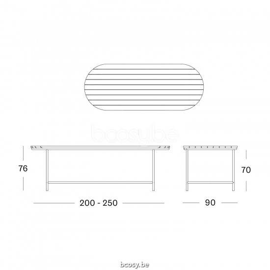 Vincent Sheppard Wicked Garden Dining Table 200x90 Black Aluminium frame Untreated Teak top.
