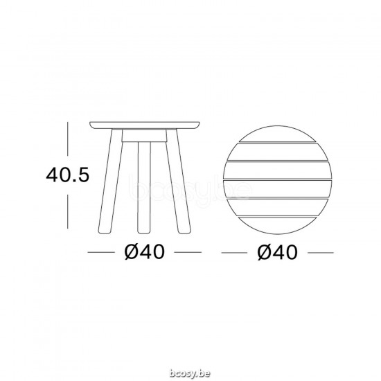 Vincent Sheppard Anton Round Garden Side Table Dia 40 Untreated Teak frame Untreated Teak top.