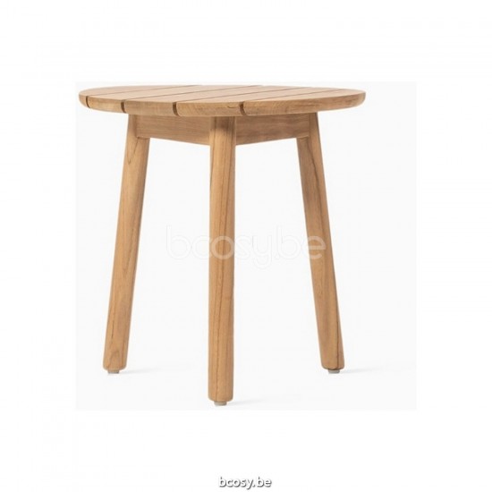 Vincent Sheppard Anton Ronde tuinbijzettafel Dia 40 Onbehandeld Teak Houten frame Onbehandeld Teak Houten Tafelblad.