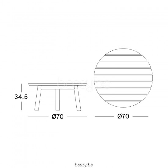 Vincent Sheppard Anton Round garden Coffee Table Dia 70 Untreated Teak frame Untreated Teak top.