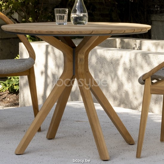 Vincent Sheppard Noa Round Garden Dining Table Dia 90 Untreated Teak frame Untreated Teak top.