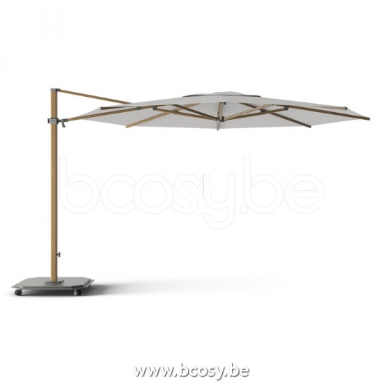 Jardinico JCP403 Ø400 Round Cantilever Parasol Pole Alu Teak Canopy Mooncrest Sunbrella Plus Marine.