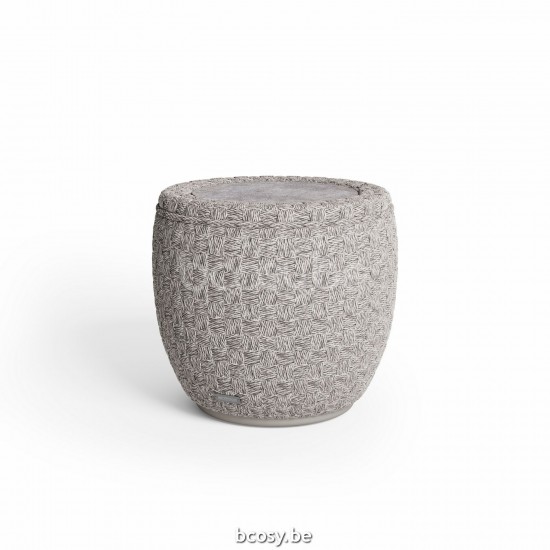 Jardinico TONDO Round Side Table Ø45 Linen alu - Seal Rope Ceramic Taupe Grey.