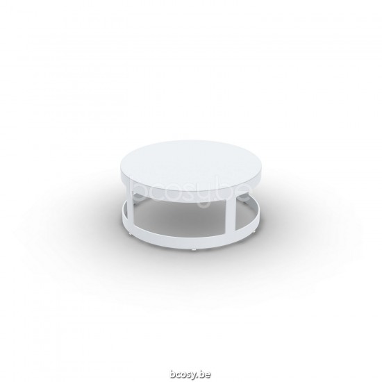 Jati Kebon Burford Table basse de jardin Aluminium blanc mat Dessus de table Plaque d'aluminium Aluminium blanc mat.