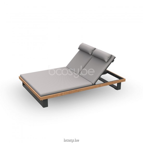 Jati Kebon Truro Chaise longue Chaise longue double Sans coussins Aluminium anthracite mat.