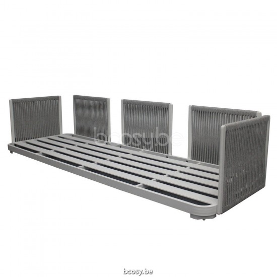 Jati Kebon Durbuy Loungebasis 3-zit Zonder kussens Wit mat aluminium.