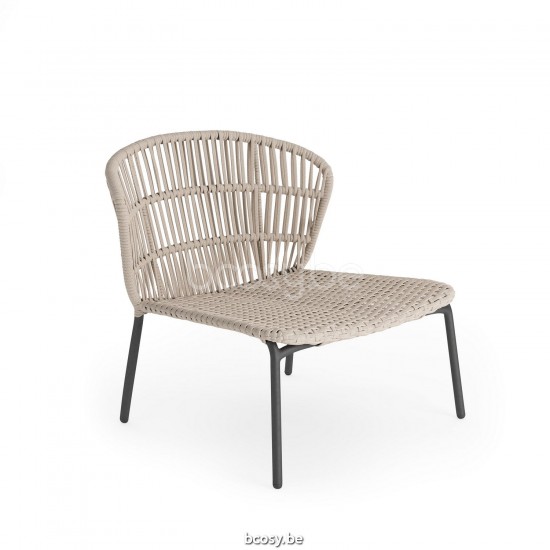 Jati Kebon Lima Deep Seating Chair Alu Charcoal Mat Line Weaving Beige Uni.
