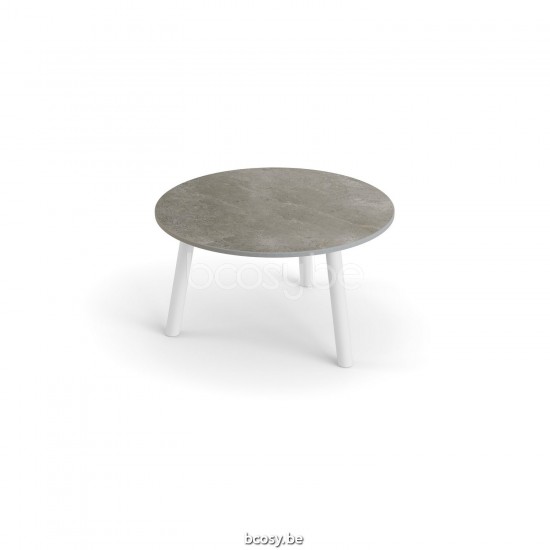 Jati Kebon Ronda Tuinsalontafel Wit mat aluminium Tafelblad Keramisch Palladium grey 12mm.