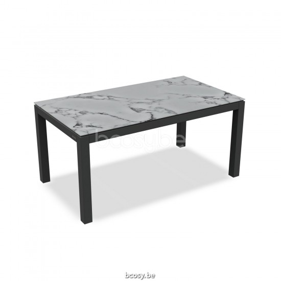 Jati Kebon Danli Tuintafel Antraciet mat aluminium Tafelblad Keramisch Calacatta.