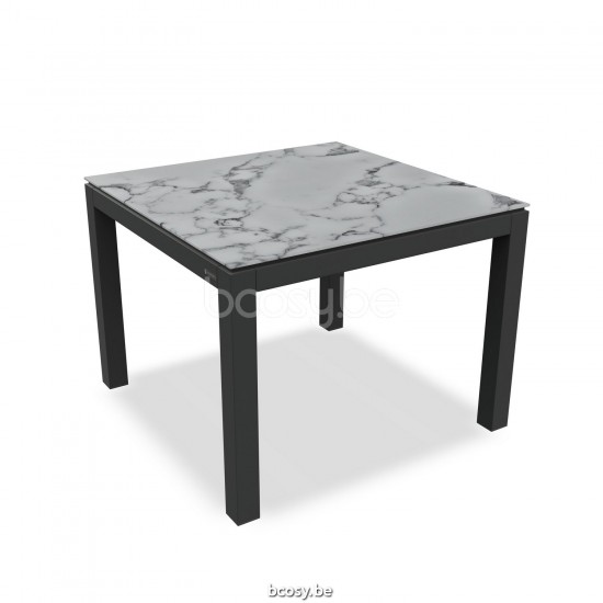 Jati Kebon Danli Tuintafel Antraciet mat aluminium Tafelblad Keramisch Calacatta.