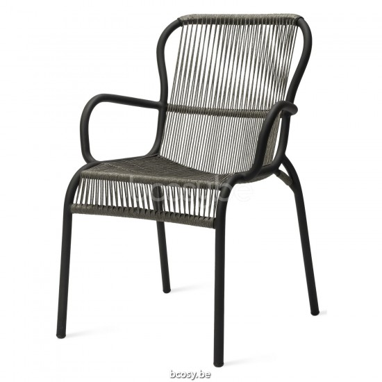 Vincent Sheppard Loop Tuinarmstoelen Fossil Grey Aluminium frame Fossil Grey Touw Polypropyleen.