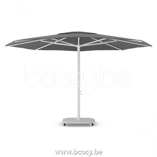 Jardinico JCP203 Ø450 Runder Ampelschirm Weisser Mast Stoff Onyx Sunbrella Plus Marine.