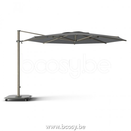 Jardinico JCP403 Ø400 Runder Freiarmschirm Strukturiertes Cappuchino Aluminium Mast Stoff Onyx Sunbrella Plus Marine.
