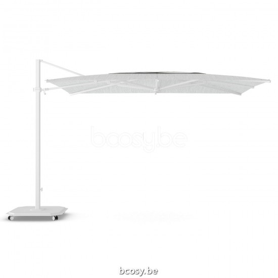 Jardinico CARACTERE JCP404 250B x350 Rectangular Sidepost Cantilever Free Pole Mast Floating Parasol 2,5x3,5 UNIEK MODEL Pole Mast Post White Powder Coated Aluminium| Canopy-fabrics Ice Sunbrella Plus.