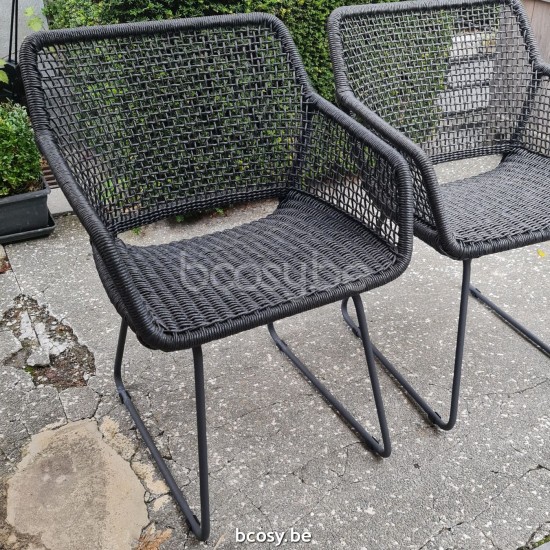 Jardinico LEWIS Lehnstuhl - Sessel Schwarzes Aluminium - synthetisches Rattan schwarz.