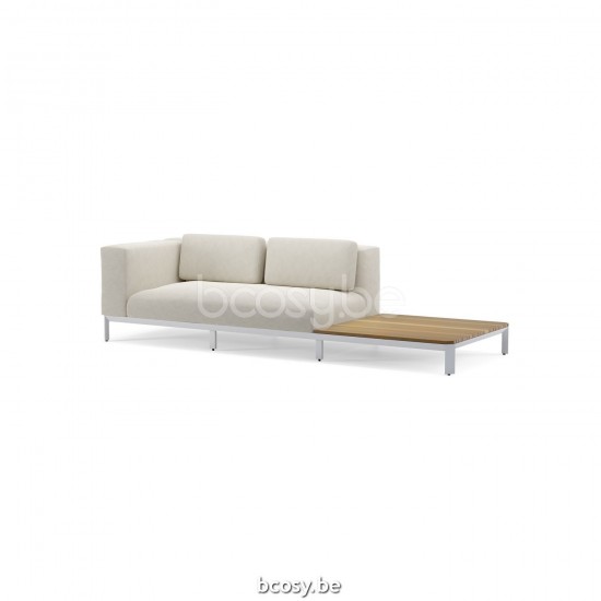  Jardinico MAUROO Langes Sofa Mit Teakholz Und Armlehne Weiß - Teakholz Vanilla.