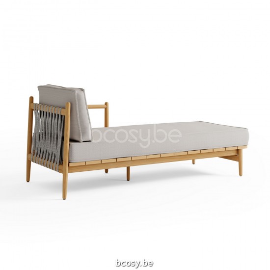 Jardinico NOA Chaise Longue Bras Gauche teck - cordon artichaut Truffle.