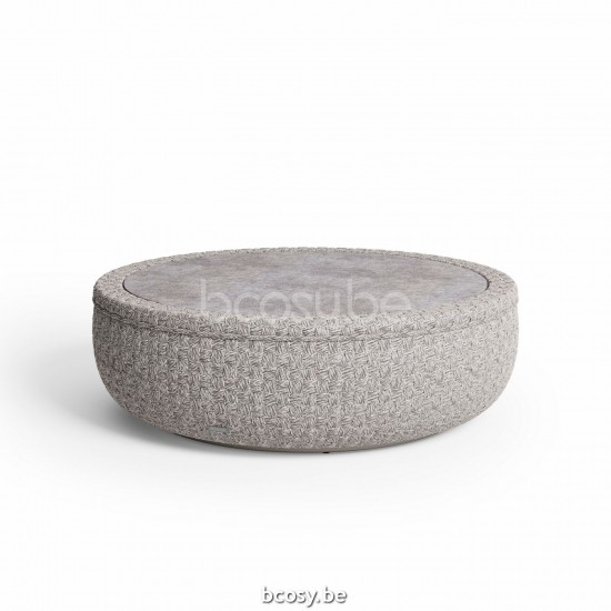 Jardinico TONDO Table basse Ø110 Lin alu - Corde seal Ceramic Taupe Grey.