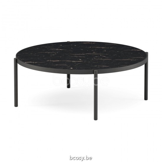 Jardinico VOLTE Round Outdoor Garden Side Table Nestable Ø90 Charcoal Powder Coated Aluminium Ceramic Nero-Charcoal.
