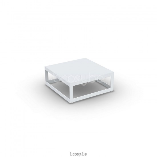 Jati Kebon Burford Garten Couchtisch Weißes mattes Aluminium.