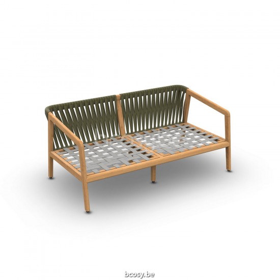 Jati Kebon Ritz Teak Sofa 2-Sitzer Ohne kissen Schnur Khaki.