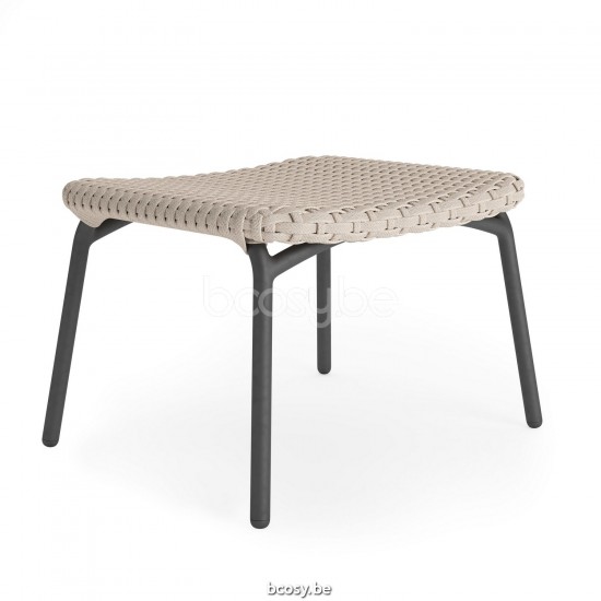 Jati Kebon Lima Fußhocker 1-Sitzer Ohne kissen Aluminium anthrazit matt Schnur Beige uni.