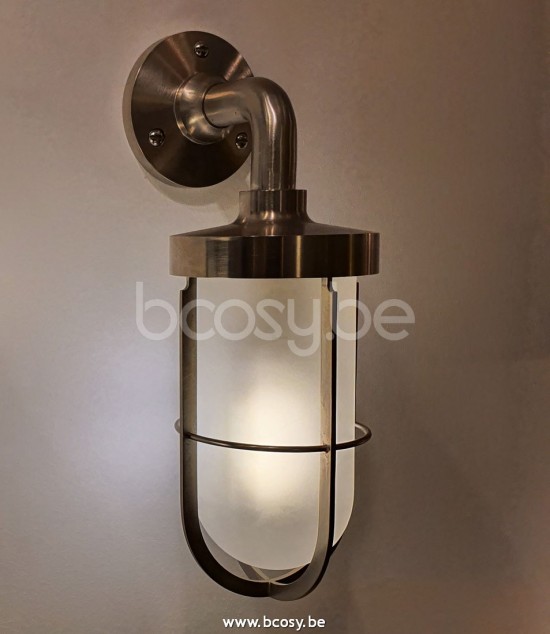 Tekna Nautic DOCKLIGHT WALL-Messing gebürstet und vernickelt-mattiertes Glas.
