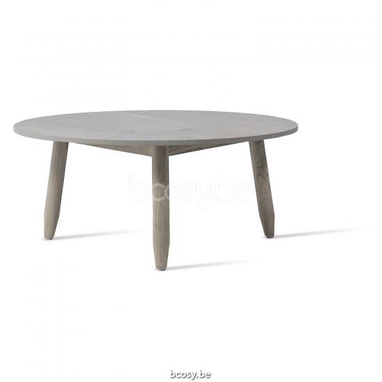 Vincent Sheppard David Dia 68 Table ronde de jardin cadre en Teck Vieilli dessus de table Céramique Silex.